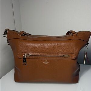Coach Tyler Brown Pebbled Leather Shoulder Tote Bag